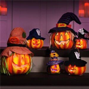 6 Pcs Light Up Pumpkins Halloween Decorations Outdoor Indoor Jack O